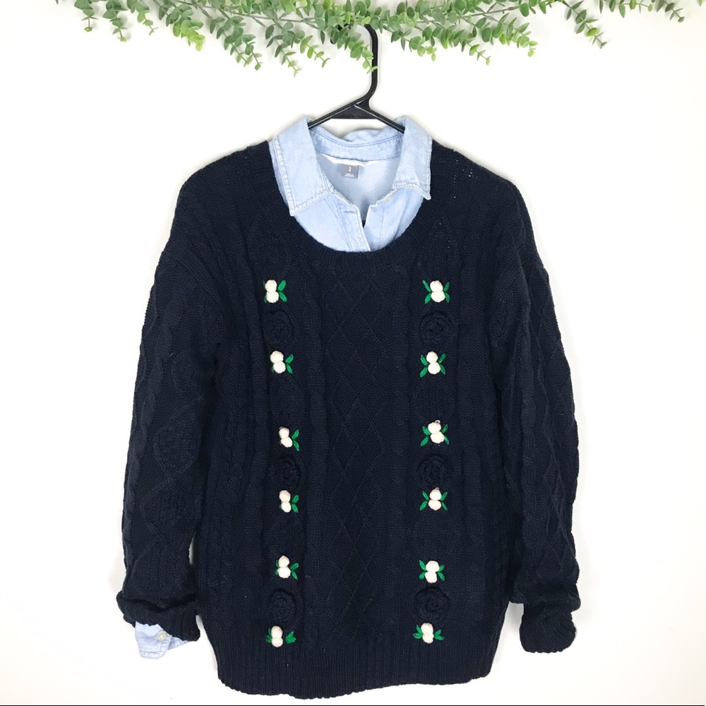 POL Navy Blue Cable Knit Sweater